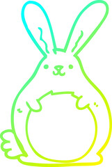 cold gradient line drawing of a cartoon rabbit