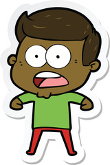 sticker of a cartoon shocked man
