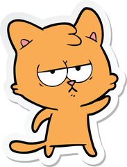 sticker of a bored cartoon cat