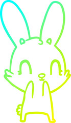 cold gradient line drawing of a cute cartoon rabbit