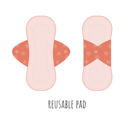 Reusable menstrual pads vector illustration. Zero waste woman hygiene period product. No plastic, sustainable concept