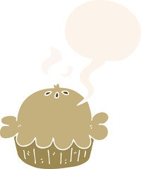 cartoon pie with speech bubble in retro style