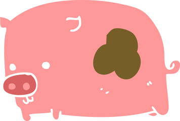 flat color style cartoon pig