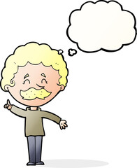 cartoon man with idea with thought bubble