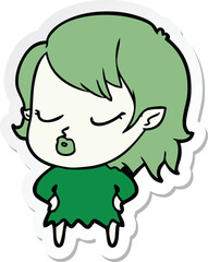 sticker of a cute cartoon vampire girl