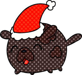 hand drawn christmas cartoon of kawaii dog
