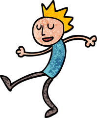 grunge textured illustration cartoon dancing man