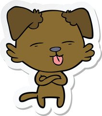 Fototapeta premium sticker of a cartoon dog sticking out tongue
