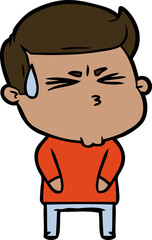 cartoon man sweating