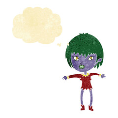 cartoon vampire girl with thought bubble