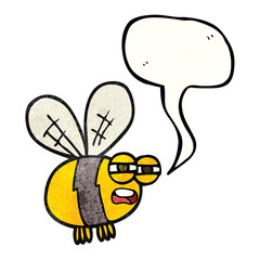 freehand speech bubble textured cartoon bee