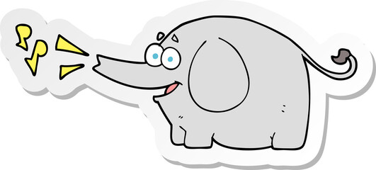 sticker of a cartoon trumpeting elephant