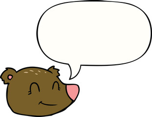 cartoon happy bear face with speech bubble