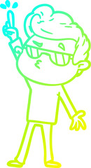 cold gradient line drawing of a cartoon cool guy