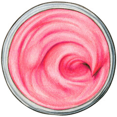 Watercolor face cream top view hand drawn