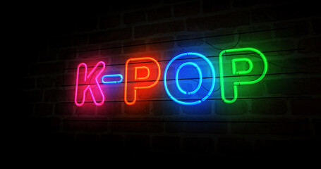 K-Pop Korea music neon light 3d illustration