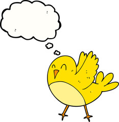freehand drawn thought bubble cartoon bird