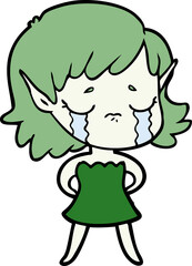 crying cartoon elf girl