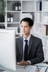 Businessman use the keyboard to access the cloud computing system , Storage and data transfer Cloud network, Cloud technology. Networking and internet service concept.