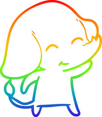 rainbow gradient line drawing of a cute cartoon elephant