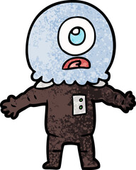 cartoon cyclops alien spaceman