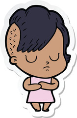 sticker of a cartoon woman