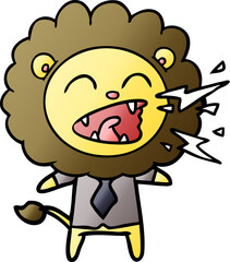cartoon roaring lion businessman