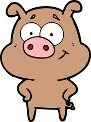 happy cartoon pig