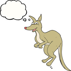freehand drawn thought bubble cartoon kangaroo