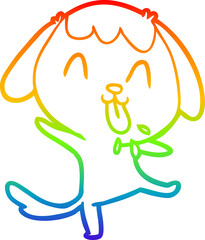 rainbow gradient line drawing of a cute cartoon dog