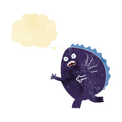 cartoon monster with thought bubble