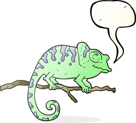 freehand drawn speech bubble cartoon chameleon