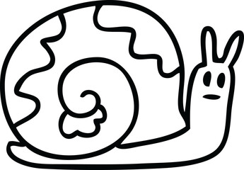 line drawing quirky cartoon snail
