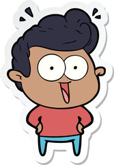 sticker of a cartoon excited man