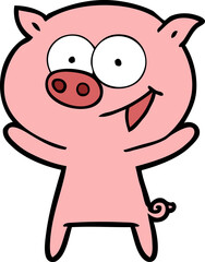 cheerful pig cartoon