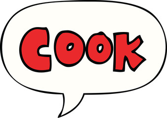 cartoon word cook with speech bubble