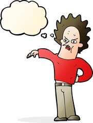 cartoon nasty boy with thought bubble