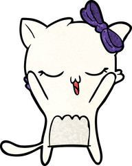 cartoon cat with bow on head