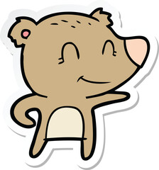 sticker of a friendly bear cartoon
