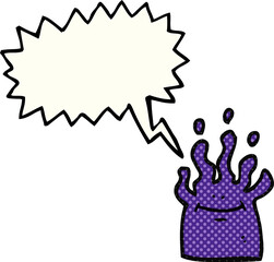 freehand drawn comic book speech bubble cartoon little alien