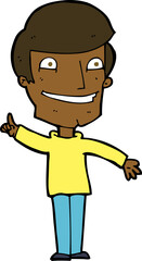 cartoon grinning man with idea