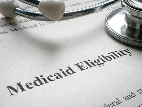 Info about Medicaid eligibility and medical stethoscope.