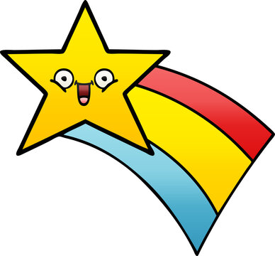 gradient shaded cartoon of a shooting rainbow star