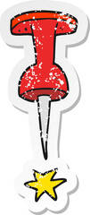 retro distressed sticker of a cartoon office tack
