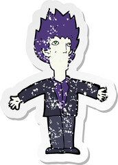 retro distressed sticker of a cartoon vampire