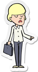 sticker of a cartoon arrogant businessman pointing