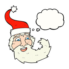 freehand drawn thought bubble cartoon santa claus laughing