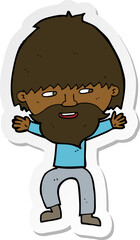 sticker of a cartoon happy man with beard