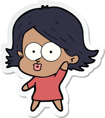 sticker of a cartoon girl pouting
