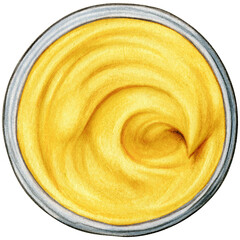 Watercolor face cream top view hand drawn